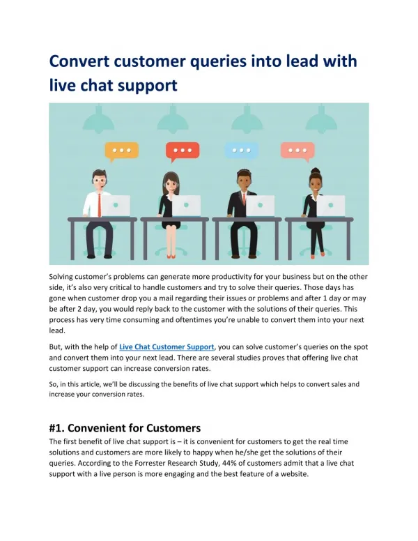 Convert customer queries into lead with live chat support