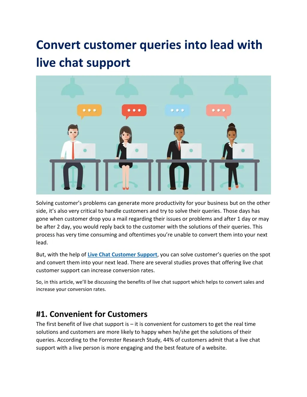 convert customer queries into lead with live chat