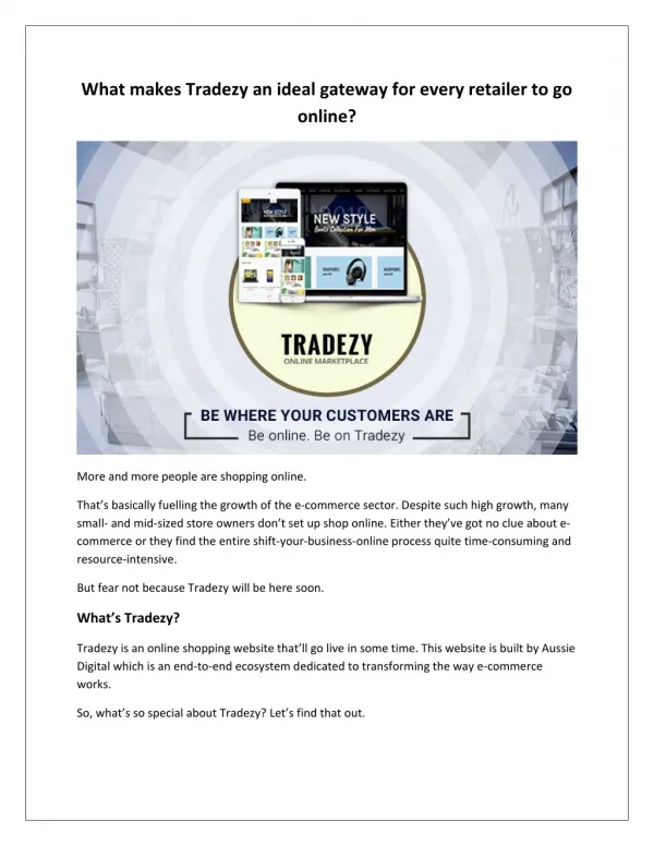 What makes Tradezy an ideal gateway for every retailer to go online?