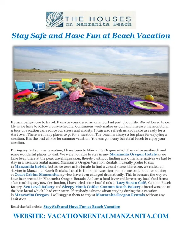 Stay Safe and Have Fun at Beach Vacation