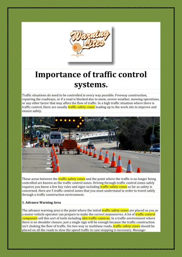 traffic safety cones, traffic control companies at warninglitesofsouthernillinois.com