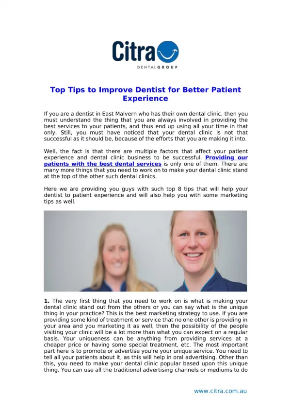 Top Tips to Improve Dentist for Better Patient Experience