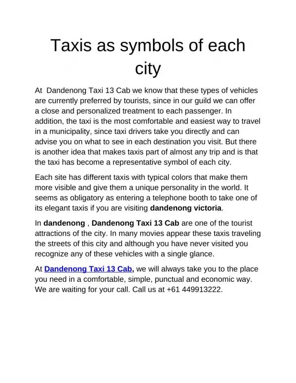 Taxis as symbols of each city