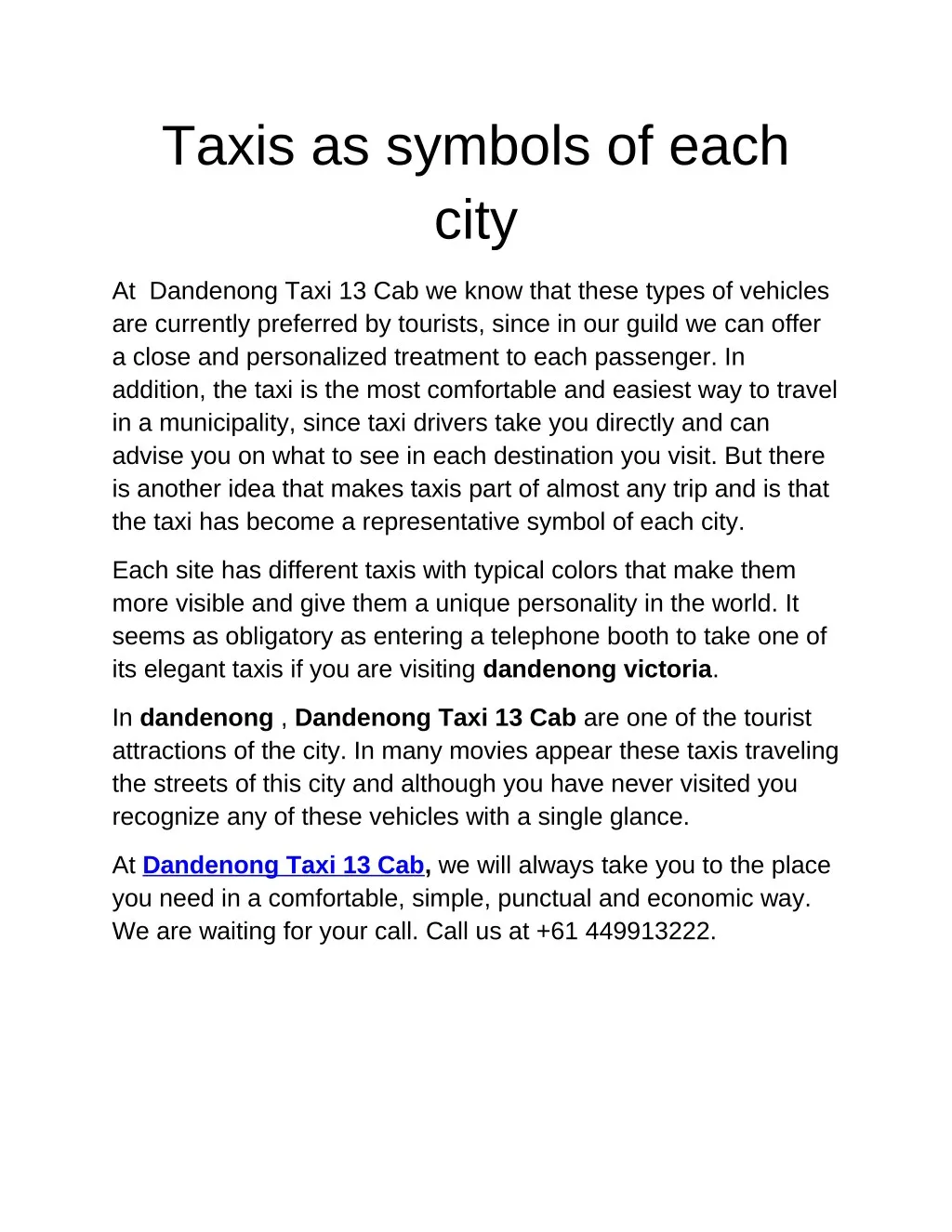 taxis as symbols of each city