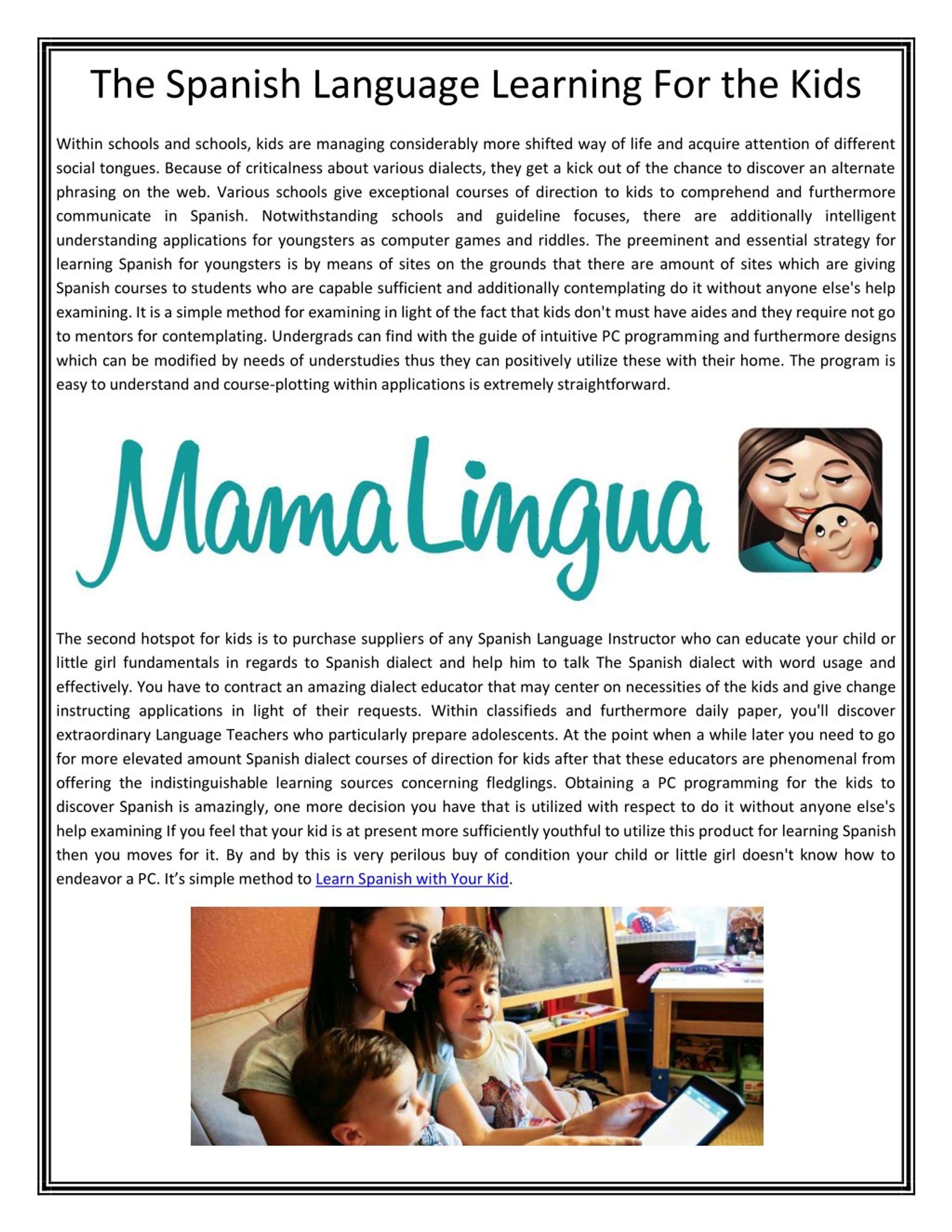 PPT - The Spanish Language Learning For the Kids PowerPoint ...