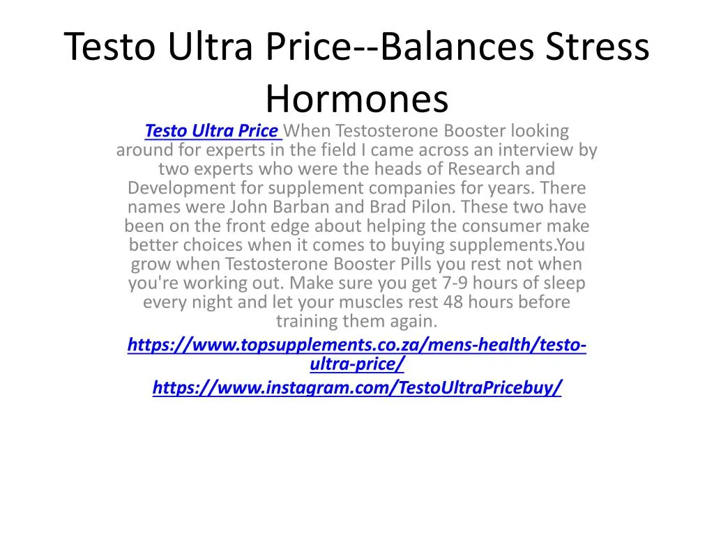 testo ultra price balances stress hormones