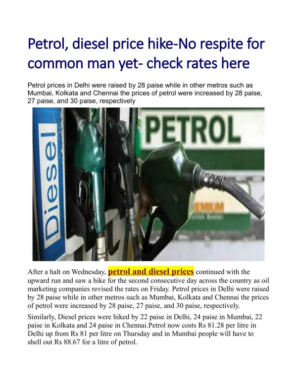 Petrol, diesel price hike: No respite for common man yet; check rates here