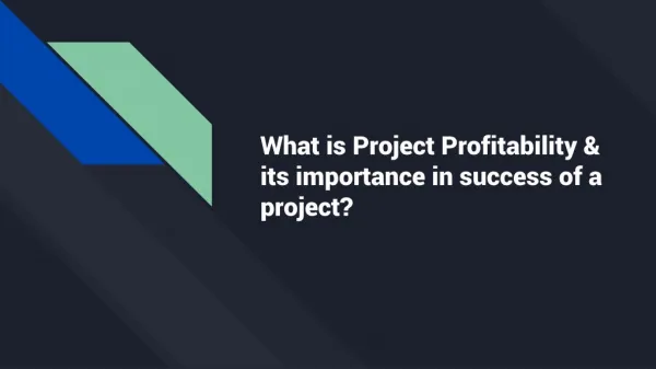 What is project profitability & its importance in success of a project