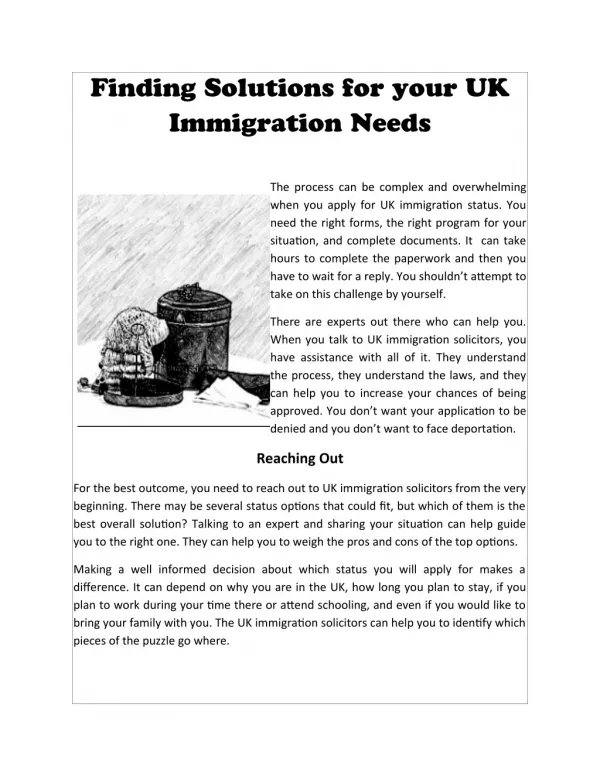 Finding Solutions for your UK Immigration Needs