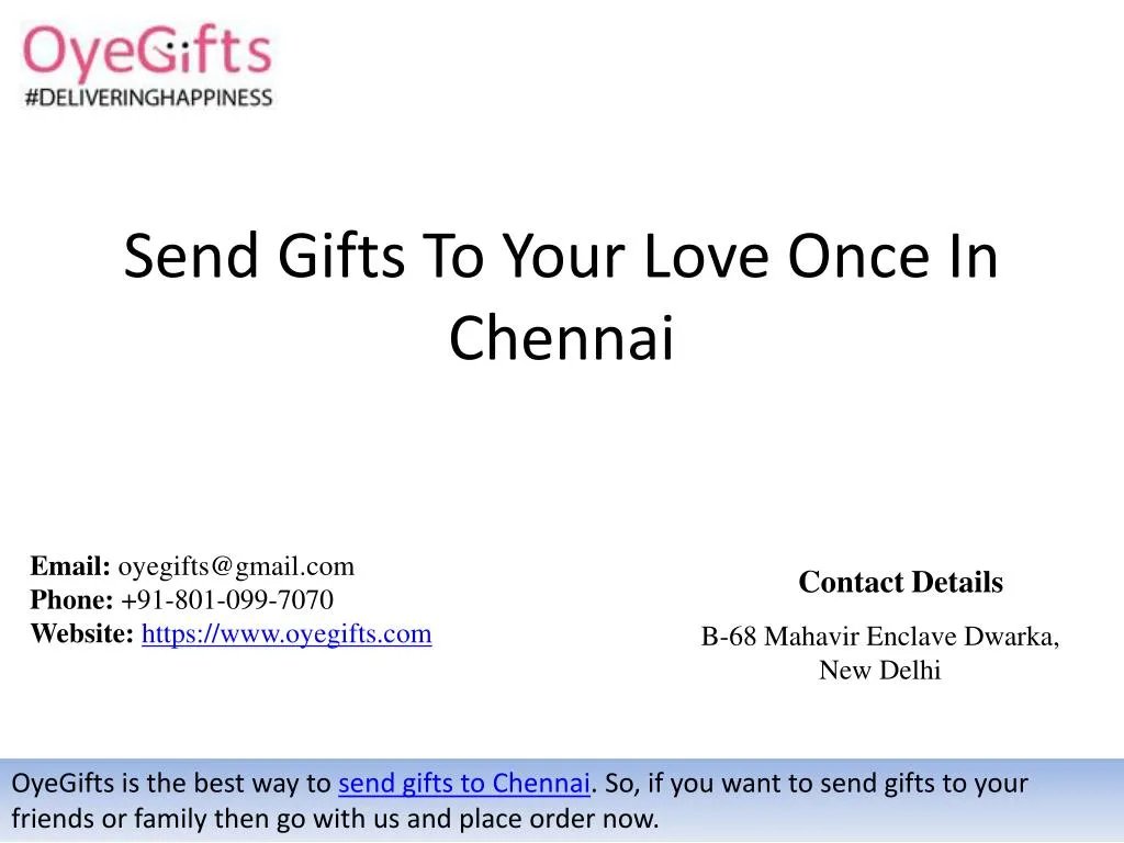 send gifts to your love once in chennai