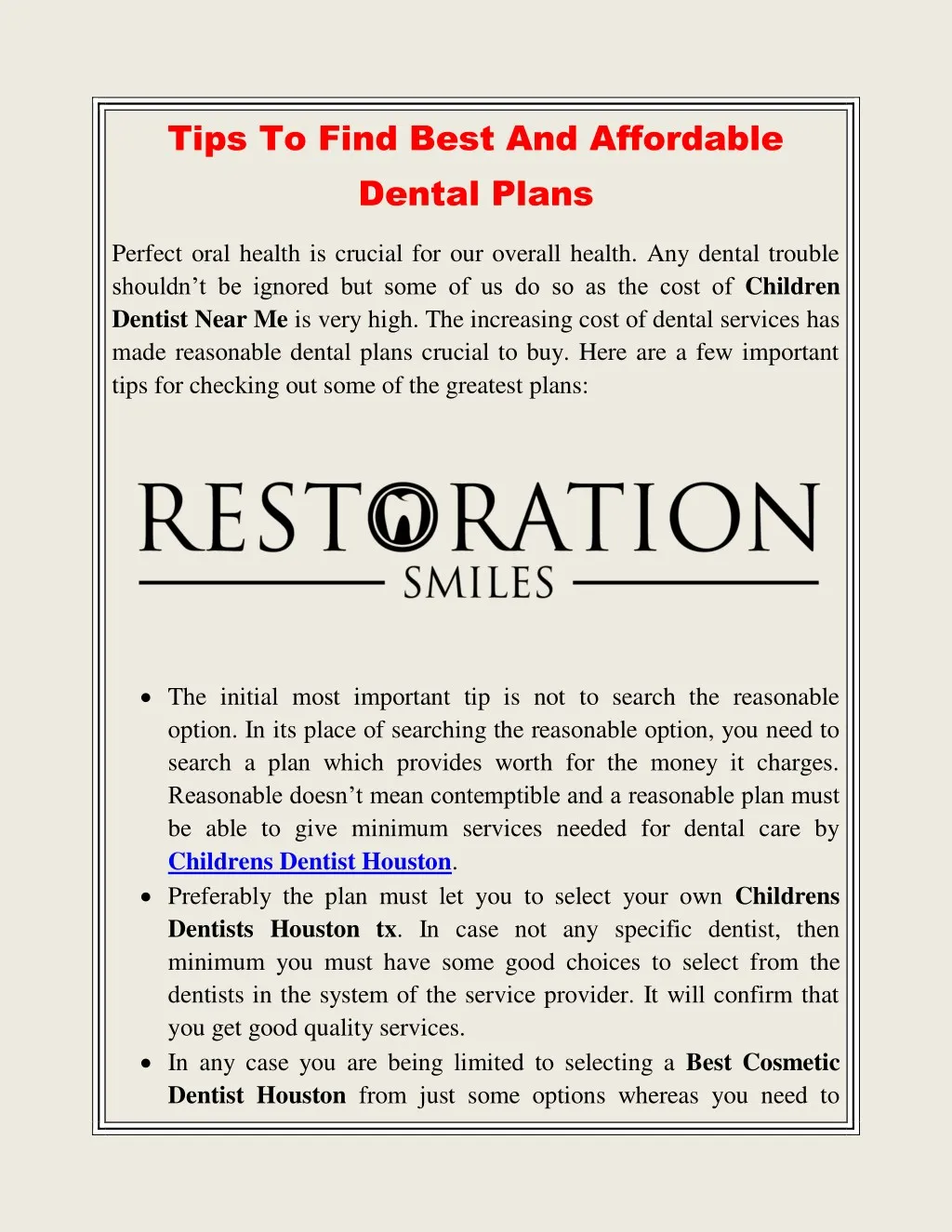 tips to find best and affordable dental plans