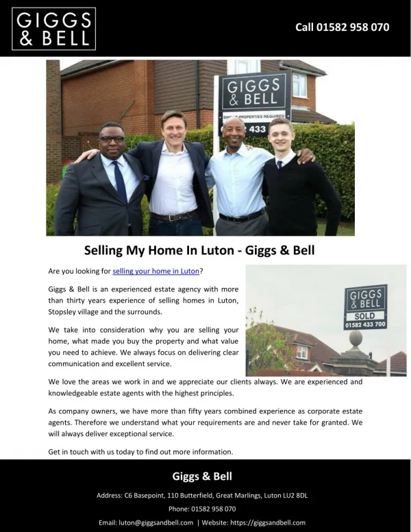 Selling My Home In Luton - Giggs & Bell