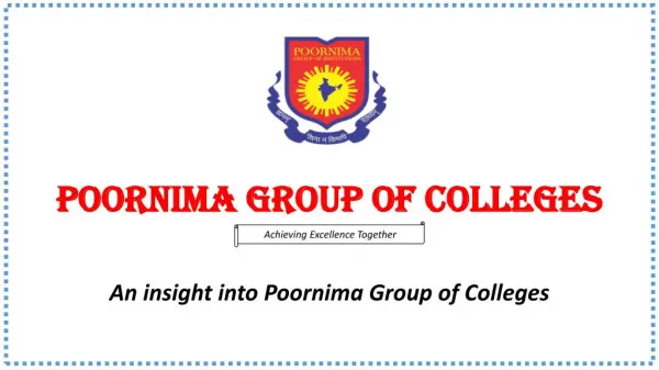 An Insight into Poornima Group of Colleges