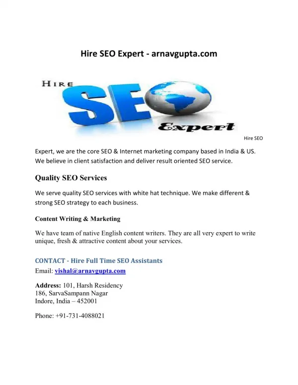 Hire SEO Expert - arnavgupta.com