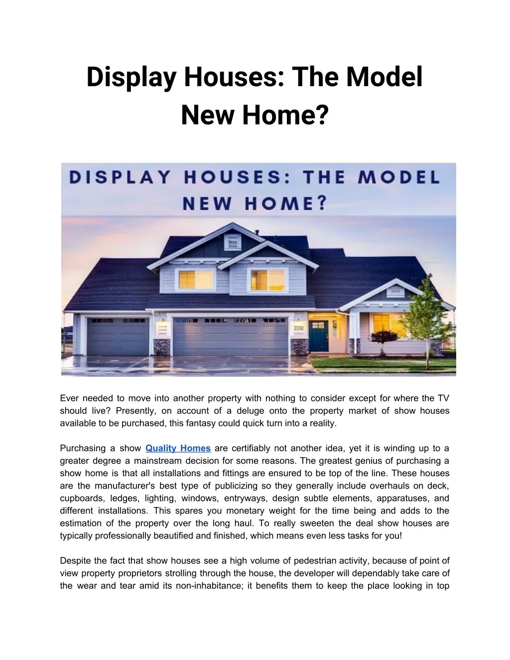 display houses the model new home