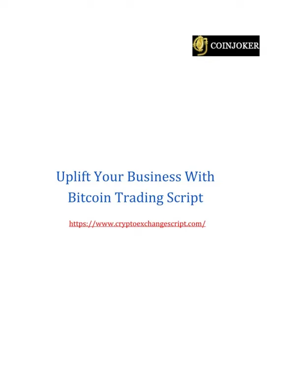 Uplift Your Business With Bitcoin Trading Script
