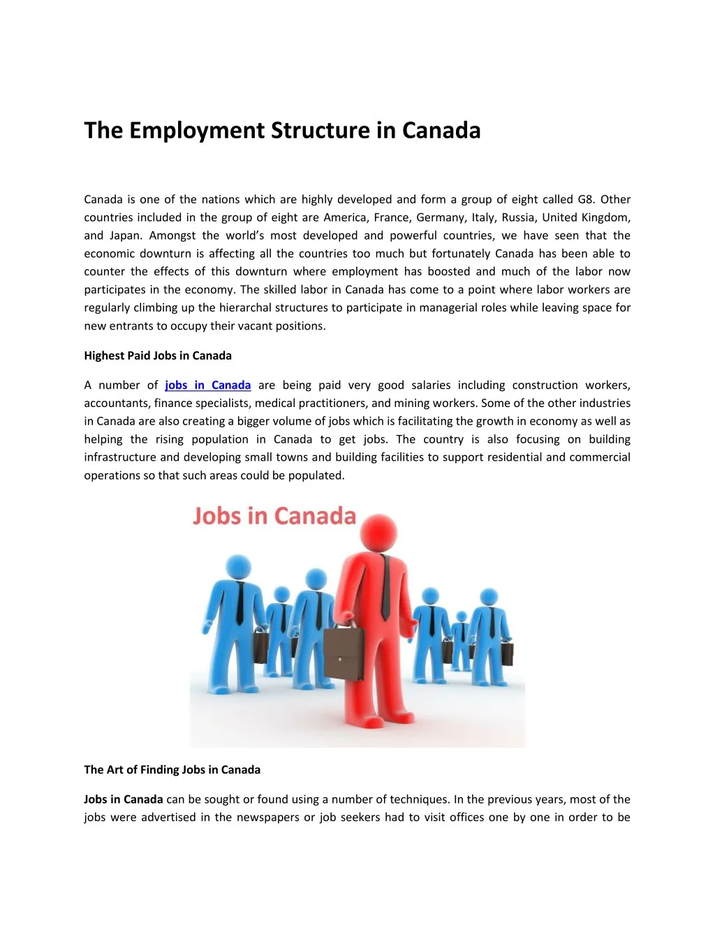 the employment structure in canada