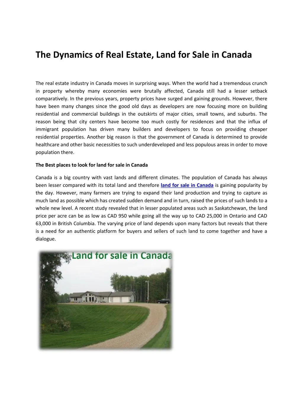 the dynamics of real estate land for sale