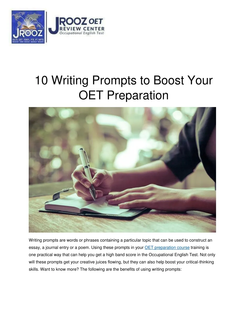 10 writing prompts to boost your oet preparation