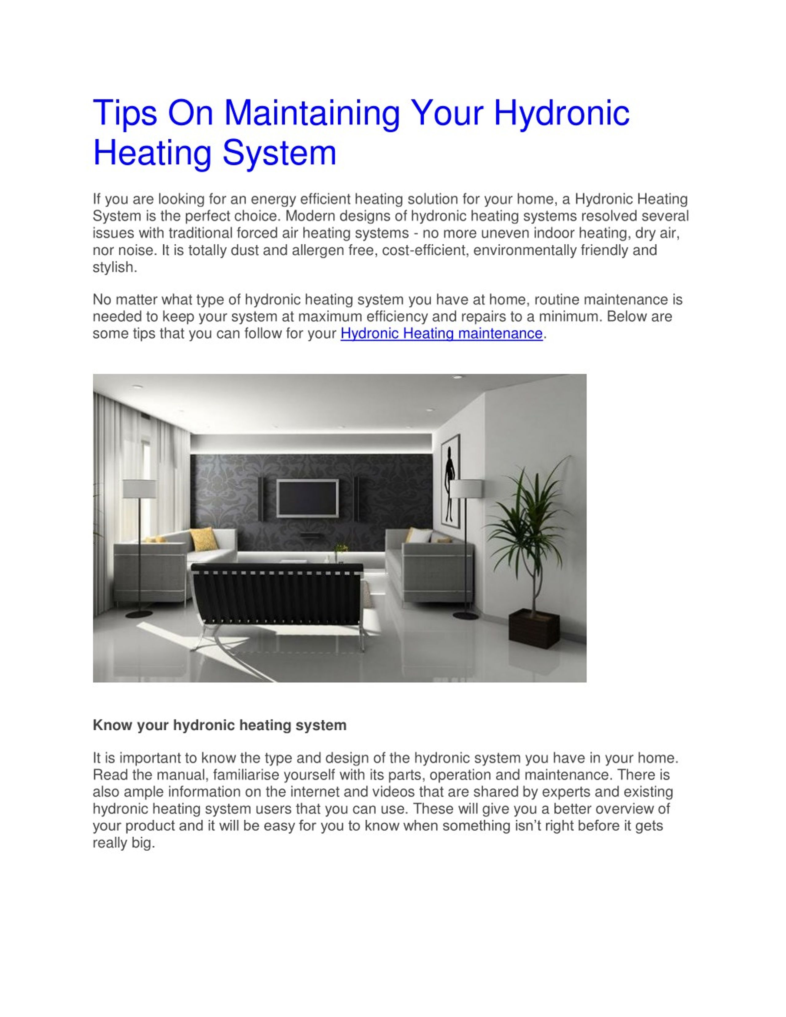 PPT - Tips On Maintaining Your Hydronic Heating System PowerPoint ...