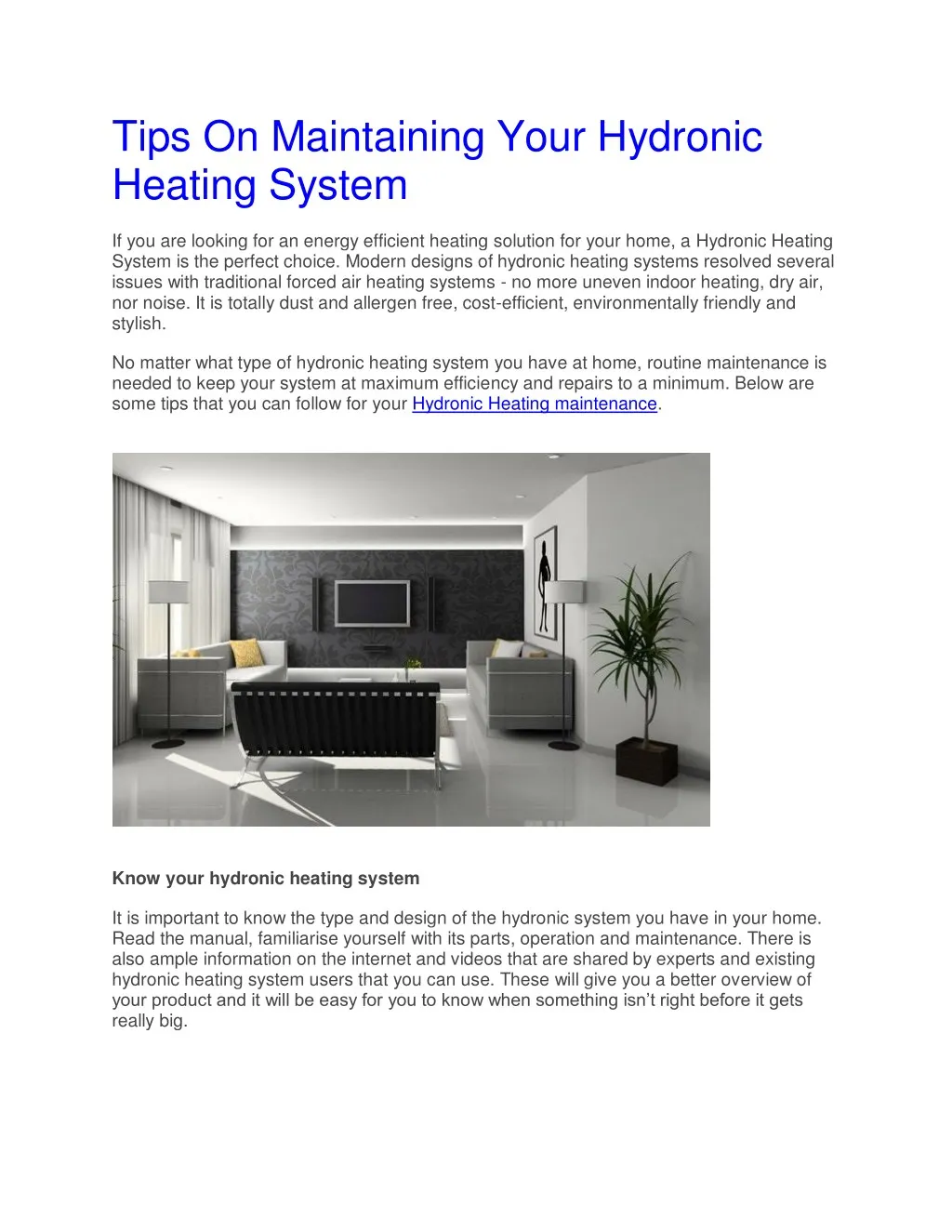 tips on maintaining your hydronic heating system