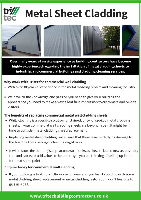Metal Cladding Sheet Replacement - Tritec Building Contractors