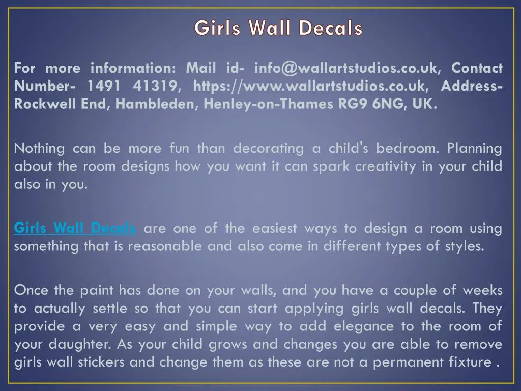 girls wall decals