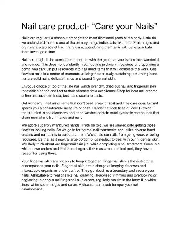 Nail care product- “Care your Nails”