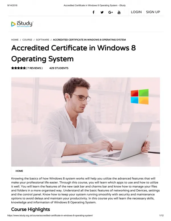 Accredited Certificate in Windows 8 Operating System - istudy