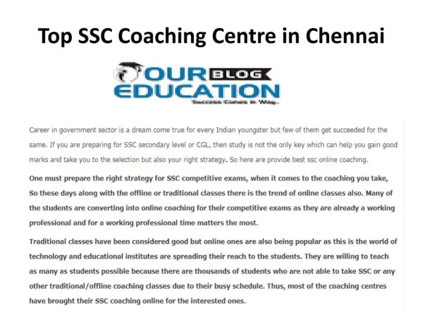 Top SSC Coaching Centre in Chennai