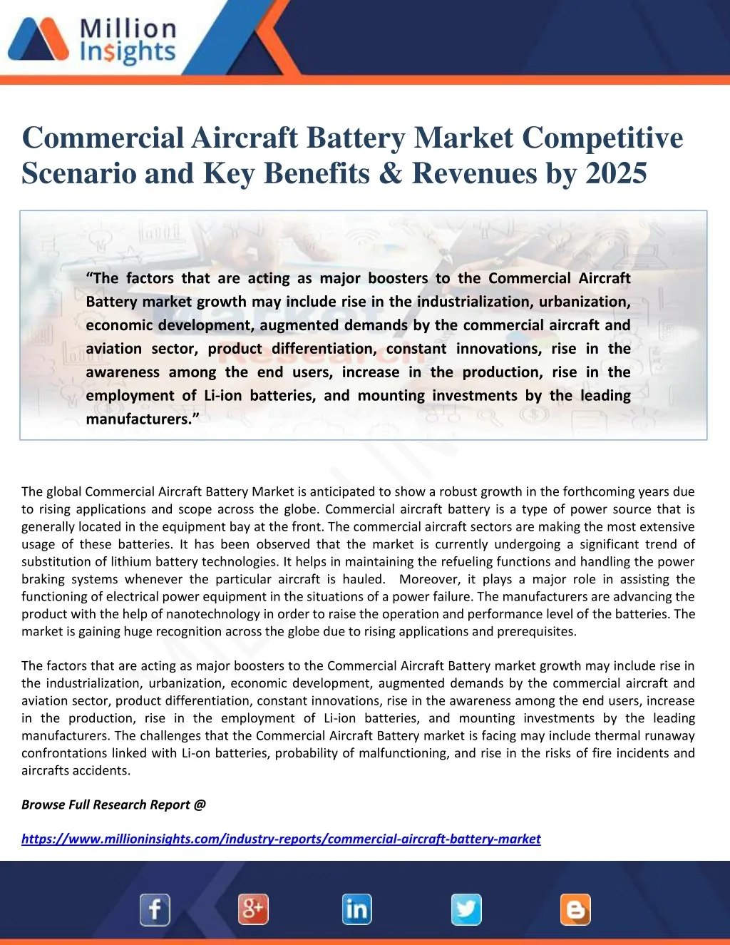 commercial aircraft battery market competitive