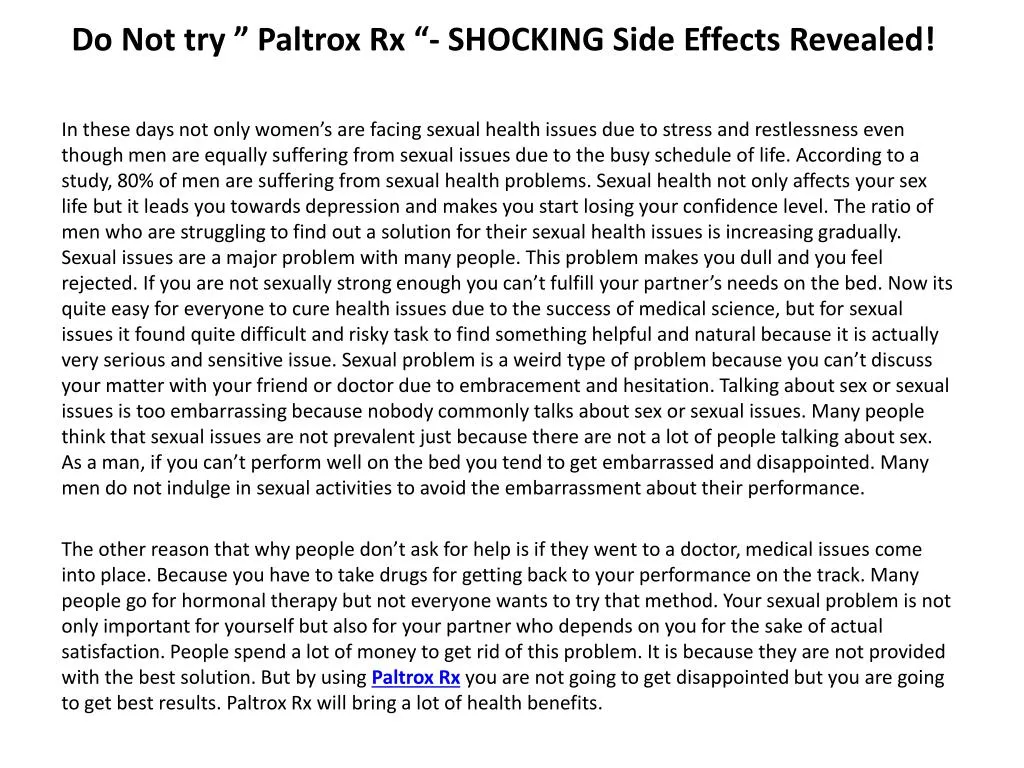 do not try paltrox rx shocking side effects revealed
