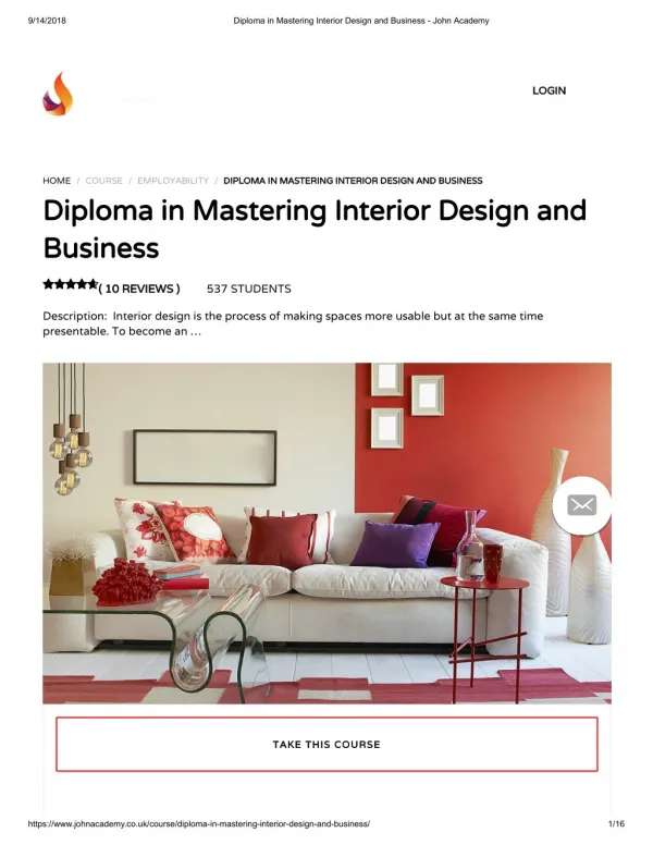 Diploma in Mastering Interior Design and Business - john Academy