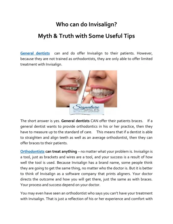 Who can do Invisalign? Myth & Truth with Some Useful Tips.