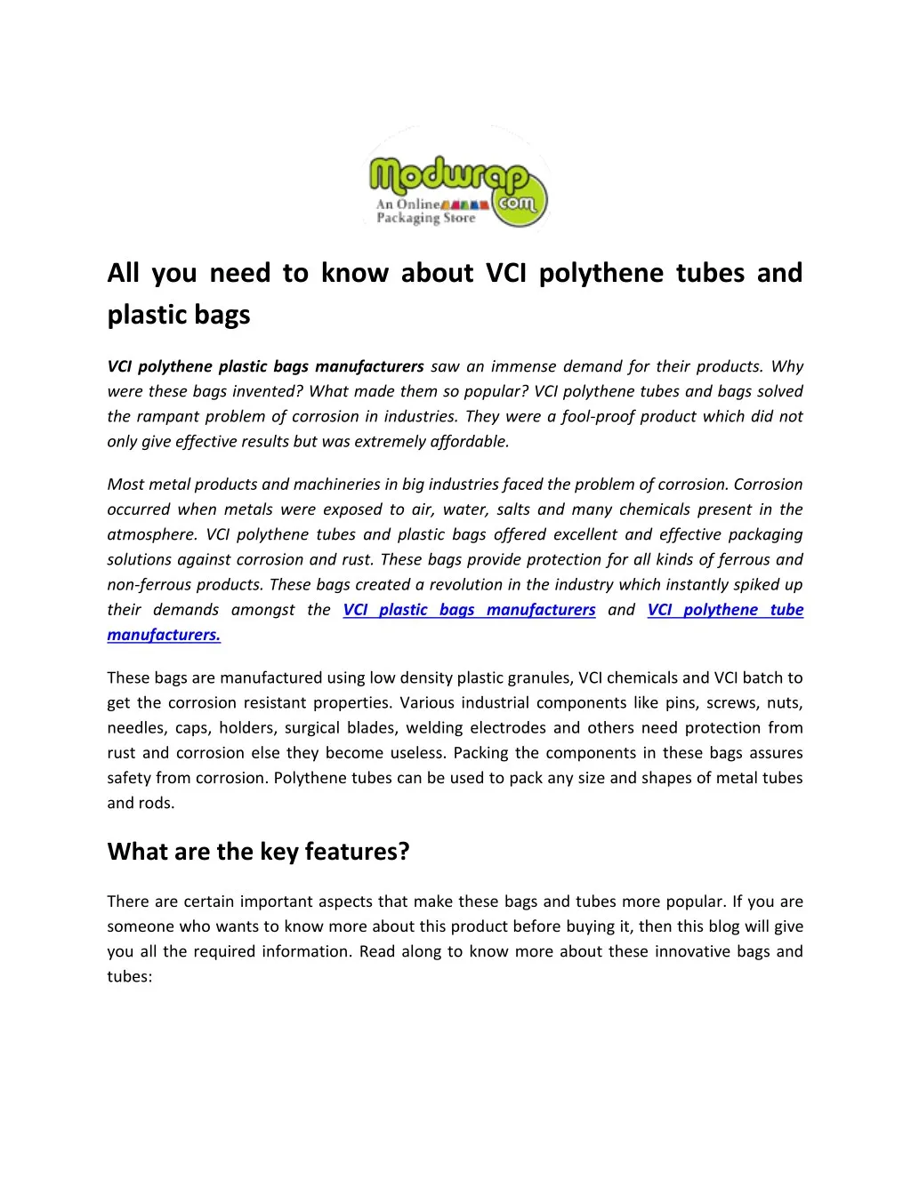 all you need to know about vci polythene tubes