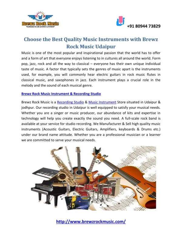 Choose the Best Quality Music Instruments with Brewz Rock Music Udaipur