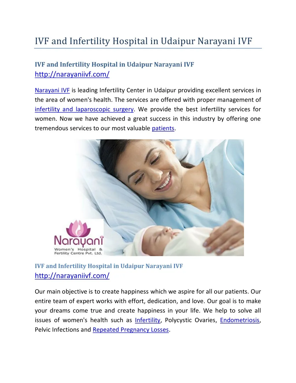 ivf and infertility hospital in udaipur narayani