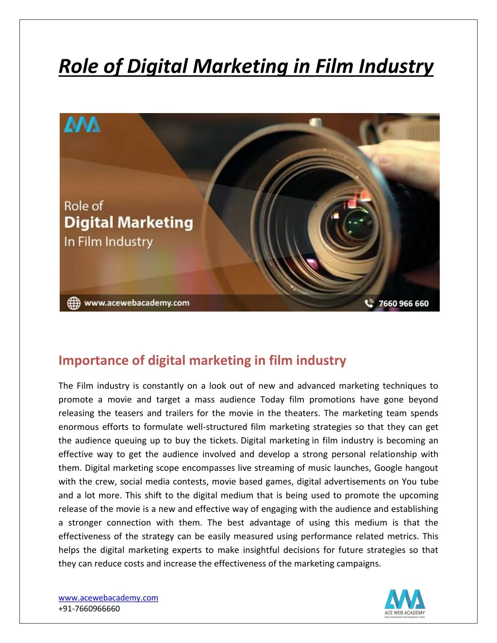 role of digital marketing in film industry