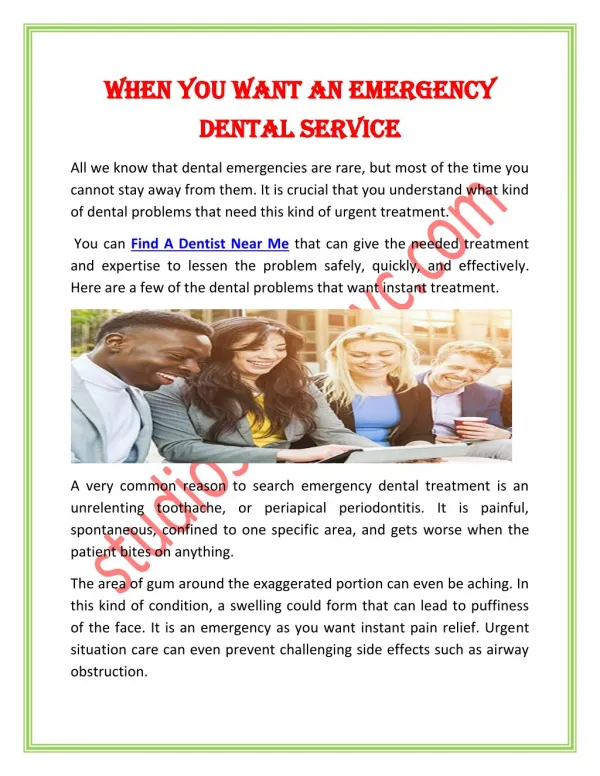 When You Want An Emergency Dental Service