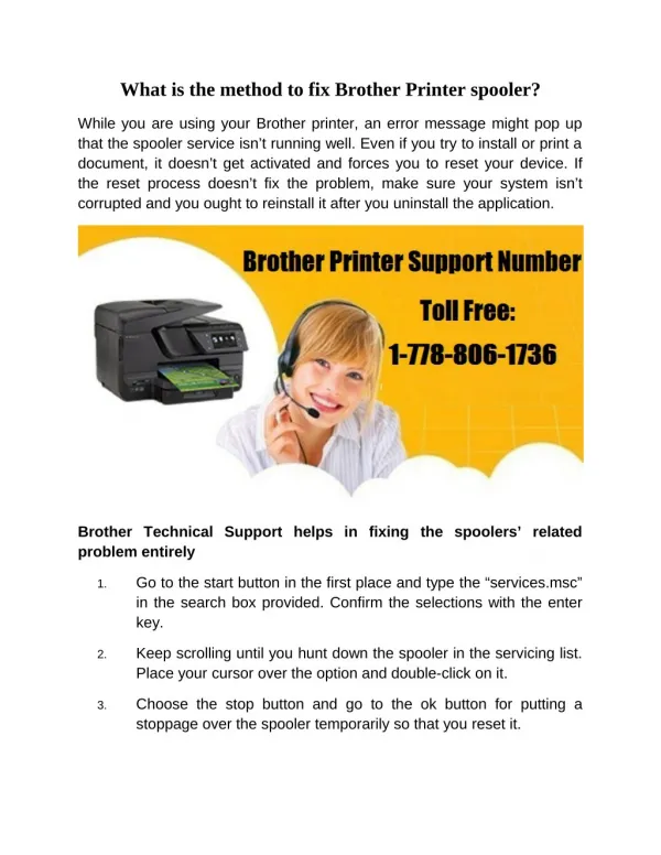 What is the method to fix Brother Printer spooler?