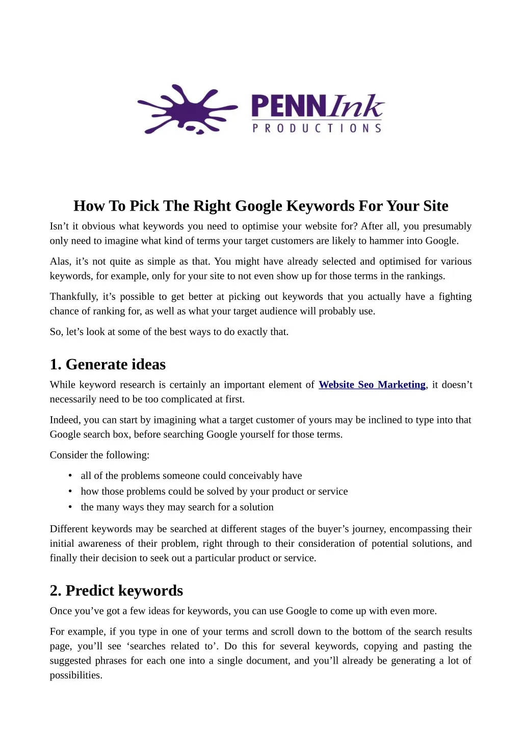 how to pick the right google keywords for your