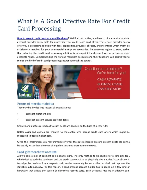 What Is A Good Effective Rate For Credit Card Processing