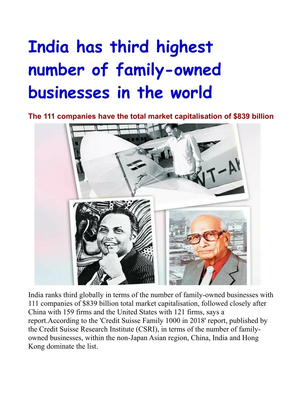 india has third highest number of family owned