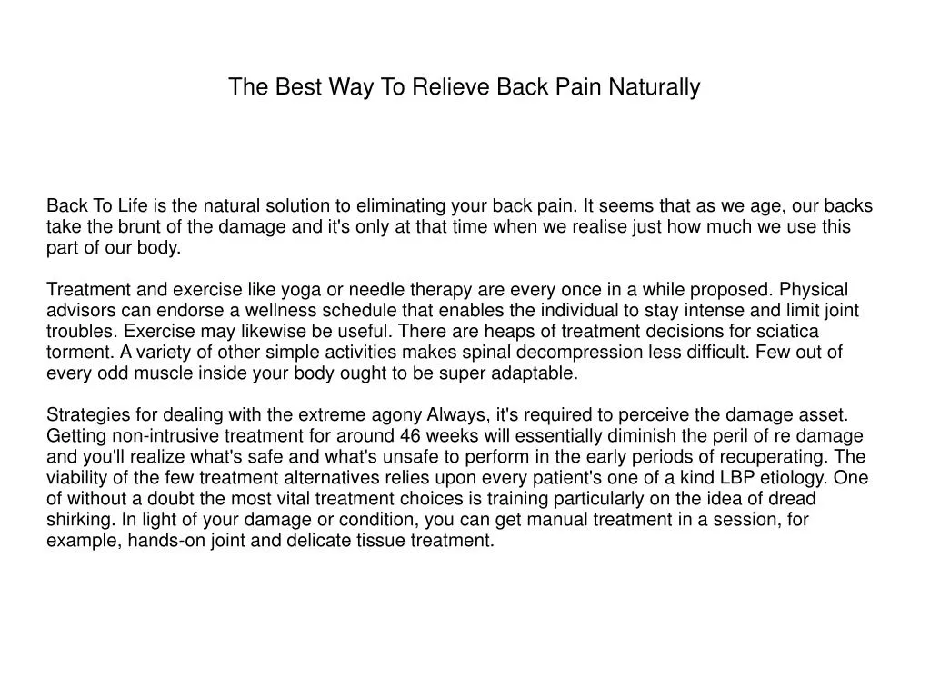 the best way to relieve back pain naturally