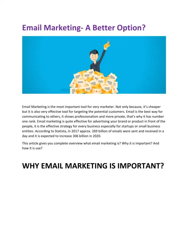 Email Marketing- A Better Option?