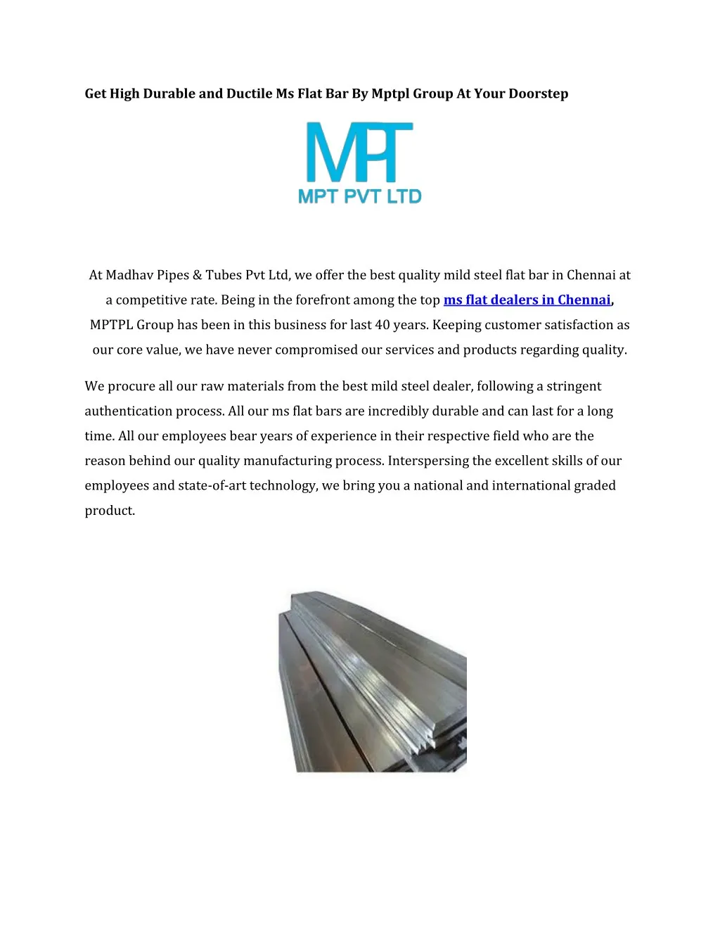 get high durable and ductile ms flat bar by mptpl