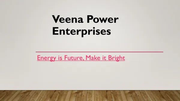 Veena Power – Energy is Future, Make it Bright PPT