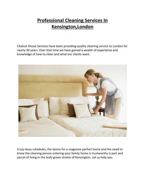 Professional Cleaning Services In Kensington,London