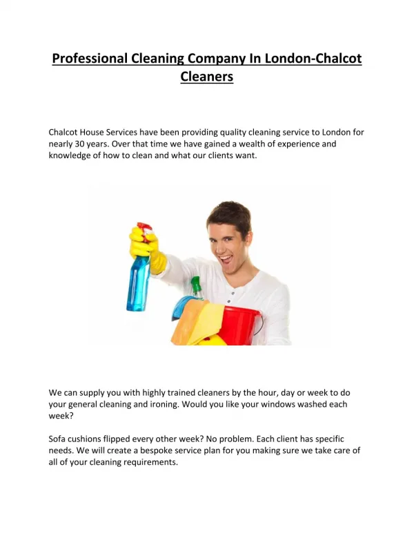 Professional Cleaning Company In London-Chalcot Cleaners