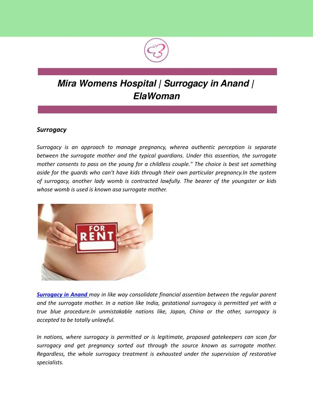 mira womens hospital surrogacy in anand elawoman